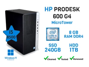 PC Desktop HP ProDesk 600 G4 i5-8500, 8GB RAM, SSD 128GB, HDD 1TB - Windows 11 - Imagen 1 de 12