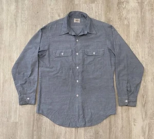 Vintage 1970s JC Penney Big Mac Selvedge Chambray Work Shirt Blue Men Size L - Picture 1 of 10