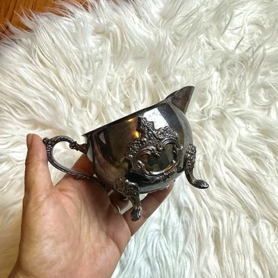 Toalha vintage placa de prata 4772 pés pires creme tigela decoração prata manchada - Imagem 1 de 4