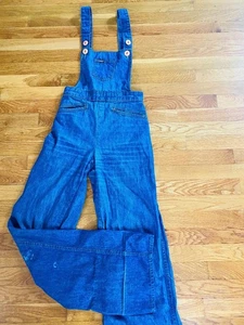 Vintage 70s Landlubber Bellbottom Denim Flare Overalls, Women's Size XS, Wide Le - Picture 1 of 10
