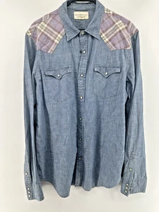 Ralph Lauren Shirt Mens 2XL Patchwork Denim Supply Western Pearl Snap - Picture 1 of 4
