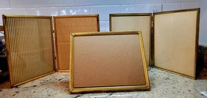 Lot Of 3 Vintage Gold Tone Metal Picture Frame Free Standing 2 Hinged 8" x 10" - Picture 1 of 2