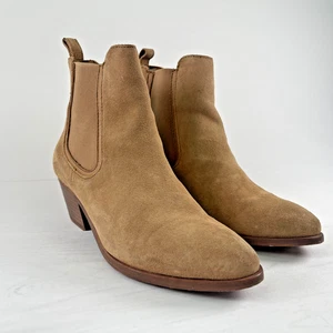 Thursday Chelsea Boots Womens 6.5 Suede Beige Handmade Leather Ankle Booties - Picture 1 of 12