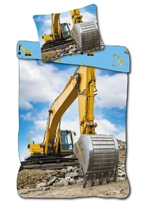 Baby Bettwäsche Kran Bagger LKW Baustelle 100 x 135 cm - Bild 1 von 2