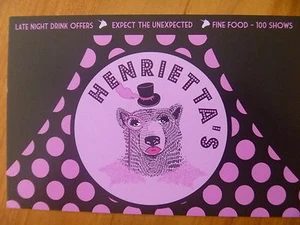 POSTCARD.. 2017 ADELAIDE FRINGE VENUE..HENRIETTA'S...BEAR WITH TOP HAT...PINK - Bild 1 von 2