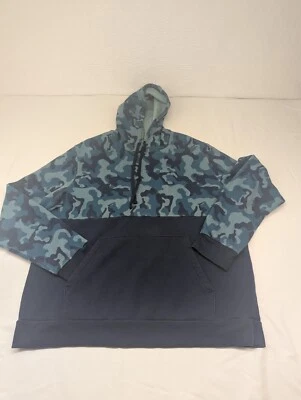 TEK GEAR POLAR FORRADO RENDIMIENTO JERSEY SUDADERA CON CAPUCHA CAMUFLAJE AZUL/AZUL PARTE INFERIOR Foto 1 de 4