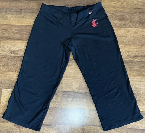 Washington State Cougars NIKE FITDRY Cropped Capri Leggings Women’s Small Black Cover