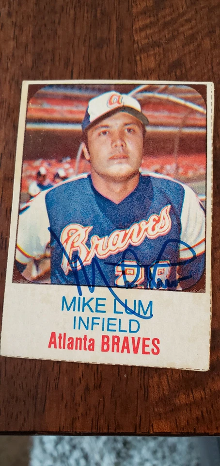 1975 HOSTESS SIGNED AUTO CARD MIKE LUM ATLANTA BRAVES CUBS REDS HAWAII # 33  - Image 1 of 1