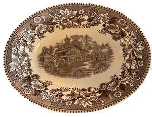 Wedgwood Avon Cottage Brown Oval Vegetable Serving Bowl - England 9" - Picture 1 of 2