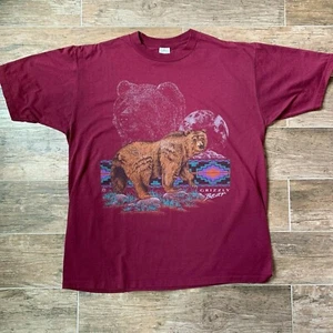 Vintage 1993 Cotton Grove Western Grizzly Bear Graphic Shirt XL Indian Red 90s - Picture 1 of 8