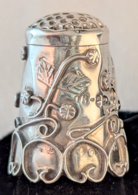 Vintage Sterling Silver .925 Sewing Thimble Filigree Design Mexico - Image 1 of 4