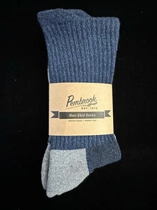 2 Pairs Pembrook Unisex Grey Blue Non Skid Crew Socks Size S/M Unopened Read De - Picture 1 of 5