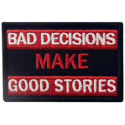 Embroidered Patch Iron Sew On transfers Hook Loop appliques badges Bad Decisions - Image 1 of 4