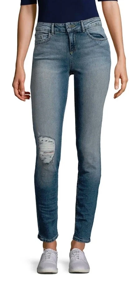 Женские узкие джинсы Alice + Olivia 158558 Jane искусственно состаренные выцветший деним размер 25 - Изображение 1 из 2
