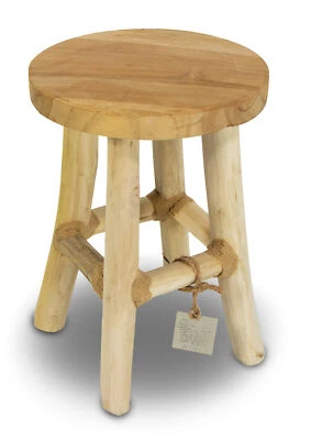 mgc24 Hocker aus Teakholz, Sitzgelegenheit, Beistelltisch, rund, Ø17cm x 22cm - Bild 1 von 2