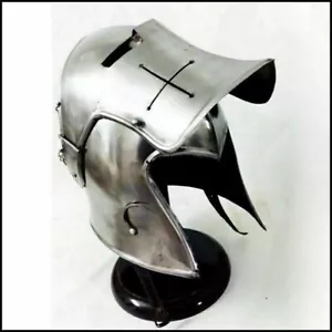Caballeros Medievales Barbuta Casco Templario Cruzado Vikingo Barbuda Visera Casco NUEVO - Imagen 1 de 5
