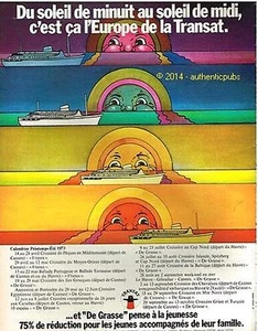 PUBLICITE CGT TRANSAT PAQUEBOT CANNES DE GRASSE CROISIERE BATEAU 1973 FRENCH AD - Picture 1 of 1