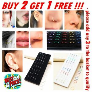 Thin Nose Ring Set Cartilage Helix Tragus Earring Top Ear 8mm Hoop Body Piercing