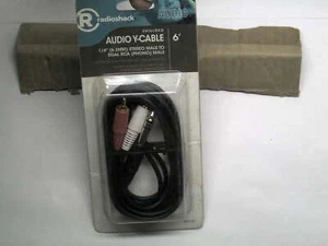 6' SHIELDED AUDIO Y-CABLE 1/4" (6.33mm) STEREO MALE TO DUAL RCA PHONO - Picture 1 of 1