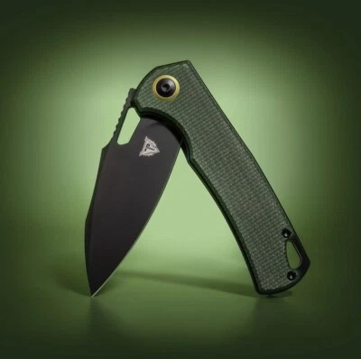 Patriot Tactical Shadowhawk Folding Knife 3" Stainless Blade Green G10 Handle - Image 1 of 4