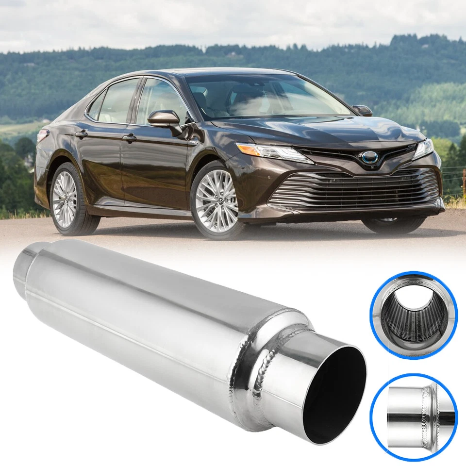 Resonador silenciador escape entrada/salida 2,5" acero inoxidable 16" para Toyota Camry sedán Foto 1 de 4
