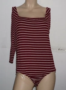 NEW NY Collection Women's Striped Off-The-Shoulder Bodysuit XRKU0222 - Picture 1 of 6