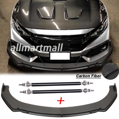 CARBON FIBER Car Front Bumper Lip Splitter for Honda Civic Sedan Coupe Hatchback - Image 1 of 4