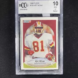 Tarjeta de fútbol americano Fleer #164 Art Monk 1990 ¡Bccg 10! ¡Pieles rojas de Washington! HOF - Imagen 1 de 2