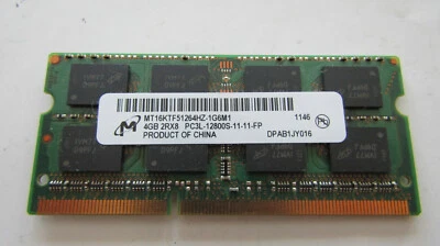 Micron 4GB PC3L-12800S DDR3 SODIMM Laptop Memory RAM MT16KTF51264HZ-1G6M1 -Works - Image 1 of 4