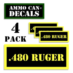 480 RUGER Ammo Can Labels Ammunition Case stickers decal 4 pack 3"x1.15" YW - Picture 1 of 2