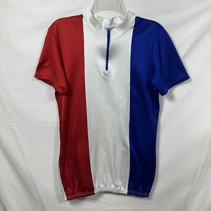 Vtg Distressed Endless Road Red White Blue Striped Cycling Jersey Full Zip USA - Picture 1 of 8
