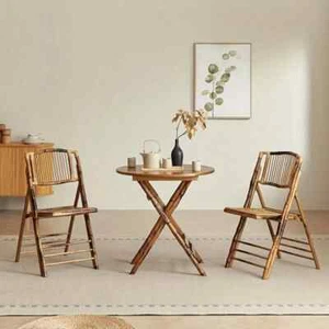 2 Stück/4 Stück hochwertige Bambus Rattan Klappstühle - Bild 1 von 3