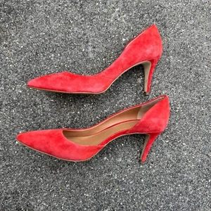 J.Crew Colette D'Orsay Pumps Womens 10 California Poppy Suede Heeled Pointed Toe - Picture 1 of 8