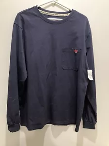 Camiseta Wrangler Workwear para hombre grande (42-44) manga larga bolígrafo bolsillo azul marino - Imagen 1 de 5