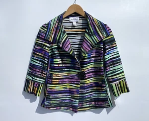 Joseph Ribkoff Multicolor Abstract Textured Asymetrical Stretch Jacket Blazer 6 - Picture 1 of 13