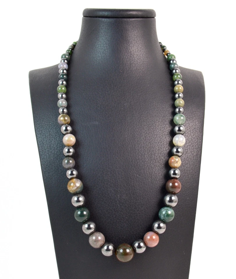 Collana scalare in Agata,Ematite e chiusura in Argento 925. Made in Italy - Immagine 1 di 1