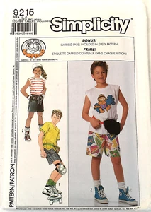 Simplicity 9215 Pattern Boys S-M-L Shorts TwoT-Shirts Fanny Pack Garfield Label - Picture 1 of 2