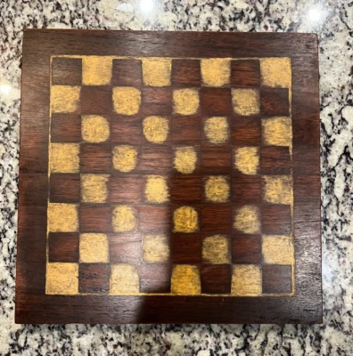 Vintage Homemade 15" Wood Checkerboard / Chess Board - Image 1 of 2