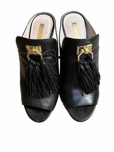 LOUISE ET CIE BLACK LO-KEMI  SOFT VACHETTA LEATHER  SANDAL MULE  NWT SZ 8m - Picture 1 of 3