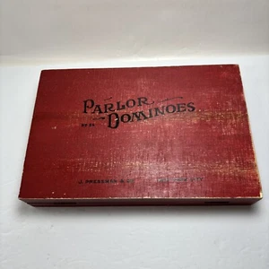 Pressman Toy Salon Dominosteine Spiel Vintage Look 2016 Distressed Holzbox - Bild 1 von 9