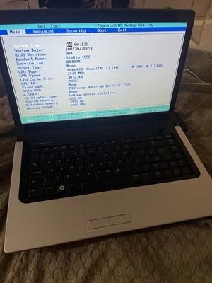 Dell Studio 1558 i3 CPU M330 3GB RAM No HDD Faulty Battery - Image 1 of 4