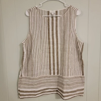 Camiseta sin mangas Jill Love de lino para mujer talla grande neutra playa costera Foto 1 de 4