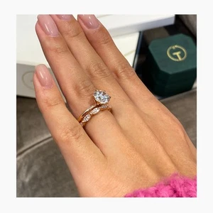 Diamond Band Wedding Ring Round VS1 F IGI Cert 4.8 Ct Lab created 14K Rose Gold - Picture 1 of 10