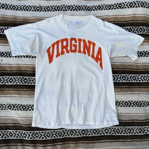 Vintage 80's University of Virginia Cavaliers White Distressed Shirt Sz Large - Picture 1 of 11