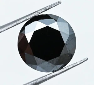 5.07CT (1pz) 11.0x6.8MM Diamante Nero Naturale Taglio Brillante, Diamante Tondo - Foto 1 di 10