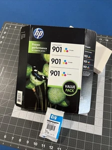HP 901 Tri-Color Ink Office Jet Cartridge (3) Pack & (1) Black - New Sealed Exp - Picture 1 of 8
