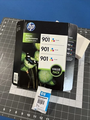 HP 901 Tri-Color Ink Office Jet Cartridge (3) Pack  & (1) Black - New Sealed Exp - Image 1 of 4