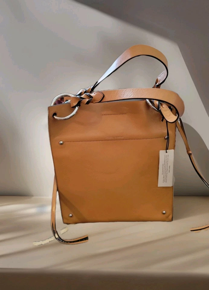 Nuevo con etiquetas Bolso de Mano Rebecca Minkoff Kate Suave Para Mujer Grande Miel Con Herrajes Plateados  Foto 1 de 4