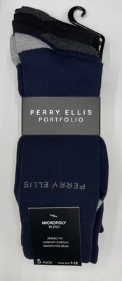 Perry Ellis 5 pares de calcetines de vestir para hombre ~ surtidos ~ mezcla de micropolios ~ talla 7-12 Foto 1 de 3