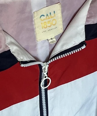 CALI 1850 Los Angeles Windbreaker Jacket Small Zip Up Red White Blue Colorblock - Image 1 of 4